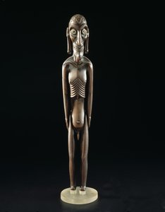 Figura de madeira esculpida em forma de homem, da Ilha de Páscoa, antes de 1894 (madeira e obsidiana) (para detalhes ver 141970)